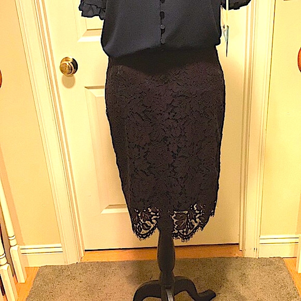 Banana Republic lined lace skirt Navy lining, burgundy lace size 4